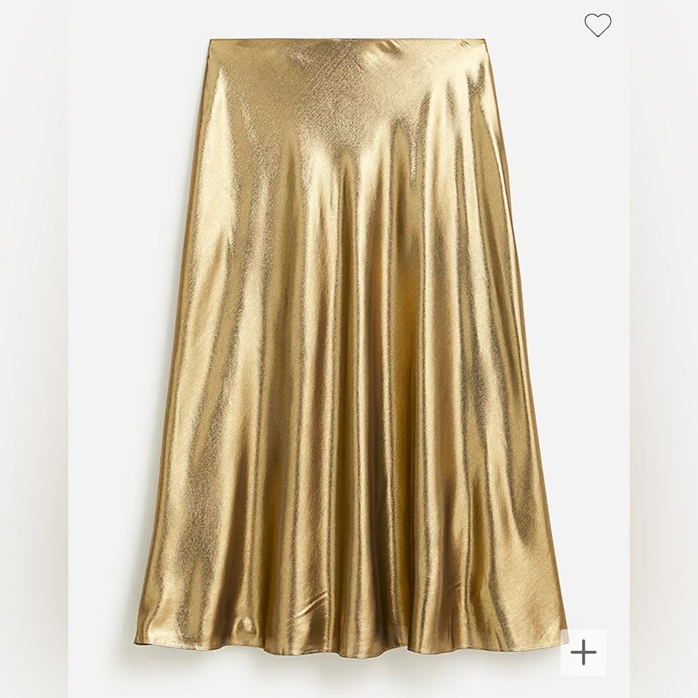 J. Crew Gwyneth Slip Skirt in Gold Lamé